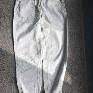 Tan Linen Drawstring Pants from Roots
